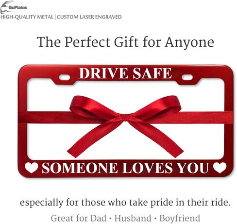 GoPlates Custom License Plate Frame - Laser Engraved Personalization - Fits Standard US Plates - Unique Car Accessory - Red in Saudi Arabia