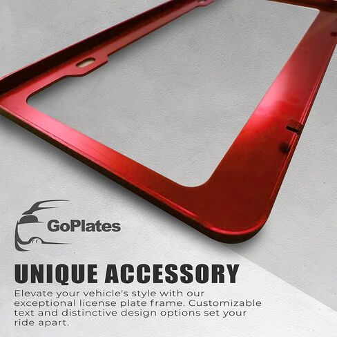 GoPlates Custom License Plate Frame - Laser Engraved Personalization - Fits Standard US Plates - Unique Car Accessory - Red in Saudi Arabia