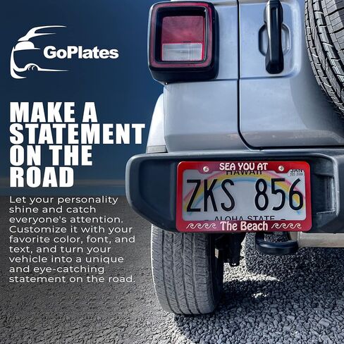 GoPlates Custom License Plate Frame - Laser Engraved Personalization - Fits Standard US Plates - Unique Car Accessory - Red in Saudi Arabia
