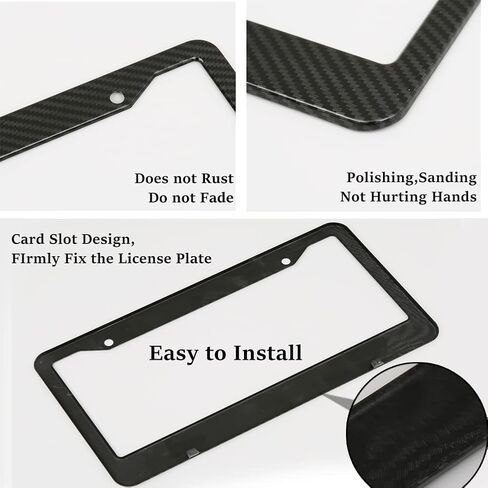 2 حزمة من إطارات لوحة الترخيص من ألياف الكربون للستيلرز، غطاء حامل بطاقة السيارة الأمامي والخلفي من الألومنيوم الأسود، دعامة لوحة ترخيص شديدة التحمل ملحقات السيارة in Saudi Arabia