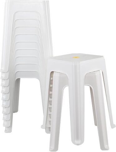 12-Pack Portable Stackable Plastic Stool, 18.7 Inch Plastic Stack Nesting Stools, White in Kuwait