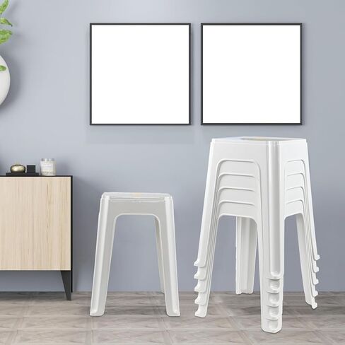 12-Pack Portable Stackable Plastic Stool, 18.7 Inch Plastic Stack Nesting Stools, White in Kuwait