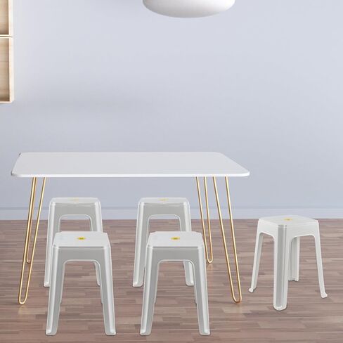 12-Pack Portable Stackable Plastic Stool, 18.7 Inch Plastic Stack Nesting Stools, White in Kuwait