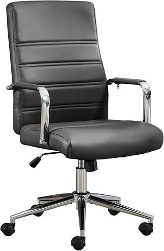Office Desk Chair, Leather Conference Room Chairs with Wheels, Modern Executive Office Chairs Adjustable Height, Ergonomic Swivel Rolling Ribbed Computer Chair. in Saudi Arabia