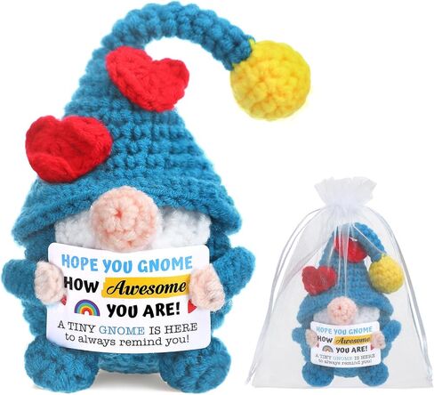 Pinkunn Easter Gnomes Gifts for Men Women Inspirational Handmade Crochet Gnome with Motivational Card and Organza Bag Emotional Easter Gifts Home Office Graduation Employees Birthday Party Favors in Saudi Arabia