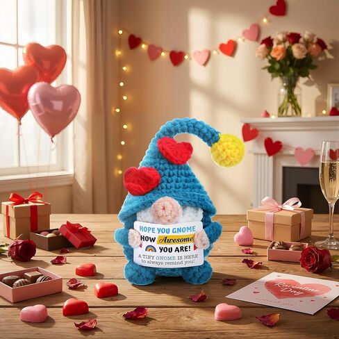 Pinkunn Easter Gnomes Gifts for Men Women Inspirational Handmade Crochet Gnome with Motivational Card and Organza Bag Emotional Easter Gifts Home Office Graduation Employees Birthday Party Favors in Saudi Arabia