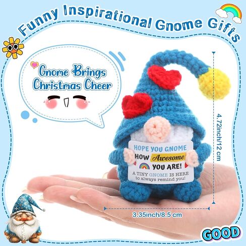 Pinkunn Easter Gnomes Gifts for Men Women Inspirational Handmade Crochet Gnome with Motivational Card and Organza Bag Emotional Easter Gifts Home Office Graduation Employees Birthday Party Favors in Saudi Arabia