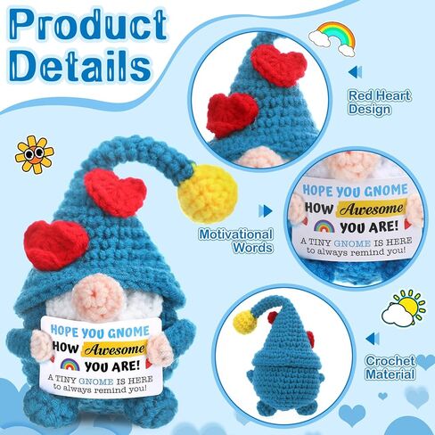 Pinkunn Easter Gnomes Gifts for Men Women Inspirational Handmade Crochet Gnome with Motivational Card and Organza Bag Emotional Easter Gifts Home Office Graduation Employees Birthday Party Favors in Saudi Arabia
