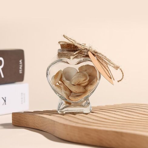 12 Pack 50ml Empty Clear Glass Heart-Shaped Bottles Decorative, Heart Glass Bottle with Cork Stopper, Labels & String, Magic Potion Bottles for Wedding Party, DIY Decoration & Wish Messages in Saudi Arabia