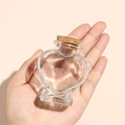 12 Pack 50ml Empty Clear Glass Heart-Shaped Bottles Decorative, Heart Glass Bottle with Cork Stopper, Labels & String, Magic Potion Bottles for Wedding Party, DIY Decoration & Wish Messages in Saudi Arabia