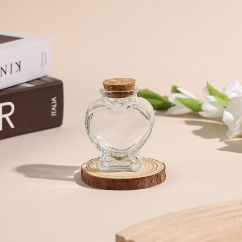 12 Pack 50ml Empty Clear Glass Heart-Shaped Bottles Decorative, Heart Glass Bottle with Cork Stopper, Labels & String, Magic Potion Bottles for Wedding Party, DIY Decoration & Wish Messages in Saudi Arabia