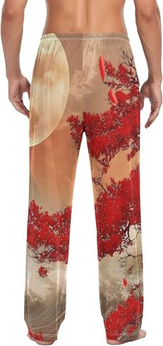 Pajama Pants Japanese Waves Cherry Moon Mens Lounge Pajama Pants Sleep Bottoms with Pockets S in Saudi Arabia