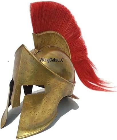 خوذة سبارتان 300 من العصور الوسطى، لمسة نهائية من النحاس مع عمود أحمر، إكسسوار زي المحارب اليوناني، 300 فيلم الملك ليونيداس in Kuwait