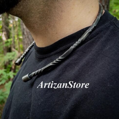 ARTIZANSTORE مجوهرات يدوية مزورة من الحديد تورك سلتيك مجوهرات مستوحاة من القرون الوسطى مزورة يدويًا للجنسين جوهرة عزم الدوران مصنوعة يدويًا من الحديد فايكنغ تورك in Saudi Arabia