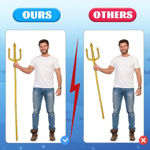 60 بوصة الذهب ترايدنت، ترايدنت الرمح اللعب البلاستيكية ترايدنت الملك نبتون زي ملحق للبالغين هالوين تأثيري in Kuwait