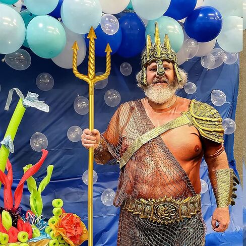 60 بوصة الذهب ترايدنت، ترايدنت الرمح اللعب البلاستيكية ترايدنت الملك نبتون زي ملحق للبالغين هالوين تأثيري in Kuwait