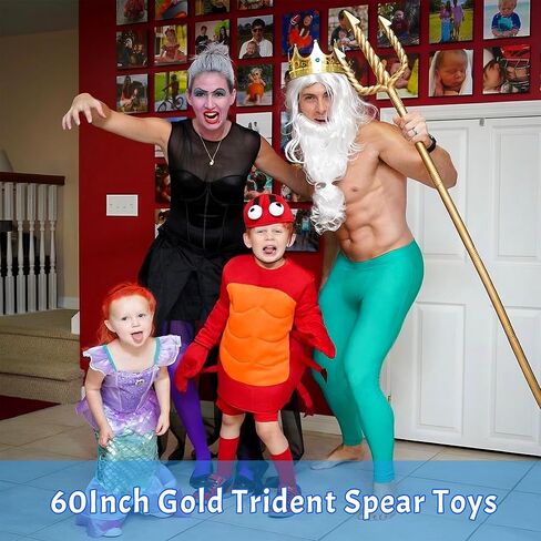 60 بوصة الذهب ترايدنت، ترايدنت الرمح اللعب البلاستيكية ترايدنت الملك نبتون زي ملحق للبالغين هالوين تأثيري in Kuwait