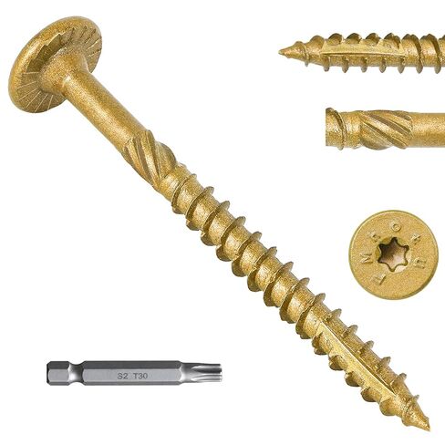 مسامير سطح خارجية شديدة التحمل مقاس 4-1/2 بوصة، 50 قطعة براغي خشبية للتزيين على شكل نجمة، براغي خشبية مقاومة للصدأ للأخشاب/السجل/خشب المناظر الطبيعية (#14 × 4-1/2 بوصة أسمر) in Kuwait