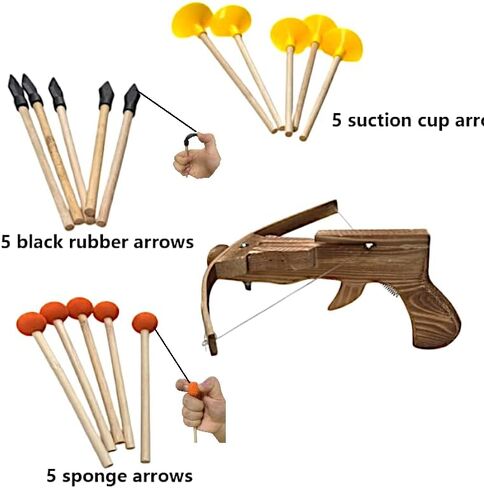5 أعمدة أسهم من الغراء الأسود - 5 أعمدة أسهم ذات كوب شفط - 5 أعمدة أسهم كروية إسفنجية - قوس من الخيزران - قوس ونشاب محمول باليد in Kuwait