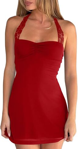 فستان HYZ نسائي مثير بحزام شبكي بدون أكمام بدون ظهر على شكل حرف A لحفلات الكوكتيل الفاخرة in Kuwait