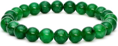 سوار اليشم الأخضر للنساء والرجال - سوار الثروة المحظوظ من حجر اليشم الأصلي - كريستال شفاء من أجل الوفرة والتناغم والحظ الجيد - هدية مجوهرات روحية قابلة للتعديل لأعياد الميلاد in Kuwait