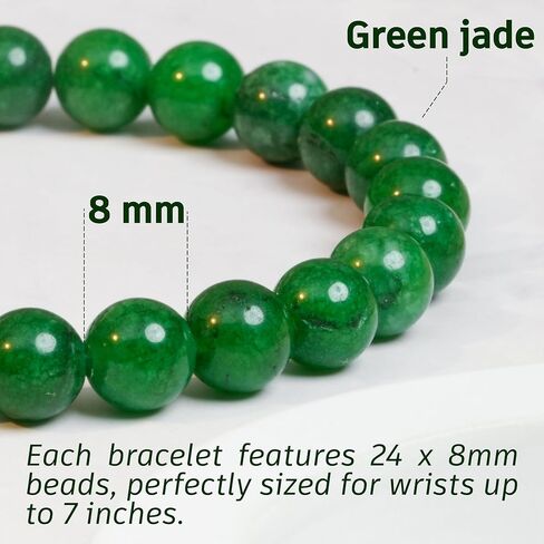 سوار اليشم الأخضر للنساء والرجال - سوار الثروة المحظوظ من حجر اليشم الأصلي - كريستال شفاء من أجل الوفرة والتناغم والحظ الجيد - هدية مجوهرات روحية قابلة للتعديل لأعياد الميلاد in Kuwait