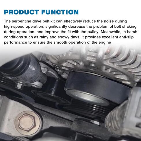 Serpentine Belt Drive Kit with Tensioner Compatible with Mazda 3 6 CX-5 CX-9 MX-5 CX-3 CX-30 2.0L 2.3L 2.5L 2012-2021 Replace Part Number 90K-39390 999630 39390 89710 999630A PE0115980A PE0115980B in Saudi Arabia
