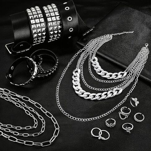 Punk Goth Costume Set for Women Emo Y2k Rock Jewelry for Punk Rock Party Halloween Accessories Set in Saudi Arabia
