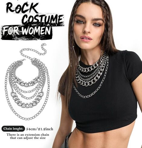 Punk Goth Costume Set for Women Emo Y2k Rock Jewelry for Punk Rock Party Halloween Accessories Set in Saudi Arabia