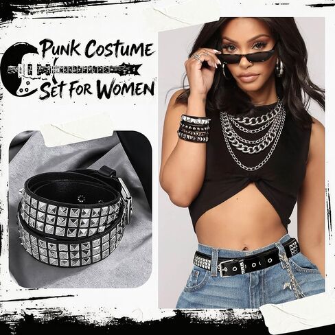 Punk Goth Costume Set for Women Emo Y2k Rock Jewelry for Punk Rock Party Halloween Accessories Set in Saudi Arabia