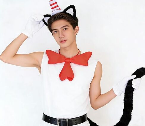 Halloween Cosplay Party Reading Day Dress Up Red White Costume Accessories (4-Piece Set in Kuwait