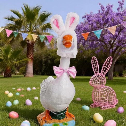 choyaxo Easter Bunny Costume Outfit Including Bunny Ear Hat and Bow Tie Tail for Goose Easter Party Outdoor Yard Lawn in Saudi Arabia