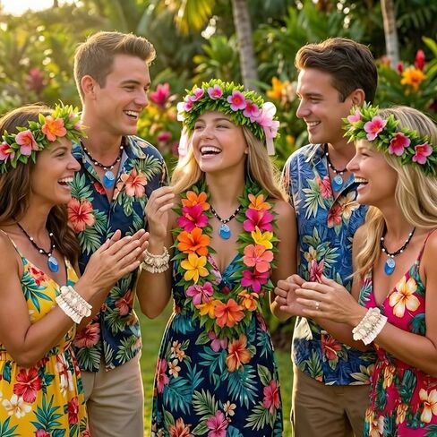 مجموعة إكسسوارات زي الأميرة مكونة من 6 قطع للنساء تتضمن قلادة المحيط وزهور هاواي ومشابك شعر زهرة إكليل بوهو وخلخال وحفلات هاواي وإكسسوارات الحفلات in Kuwait