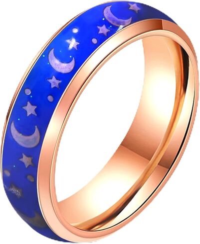 Uloveido 6MM Stainless Steel Band Comfort Fit Temprature Sensitive Color Changing Mood Rings Rainbow Tone in Saudi Arabia