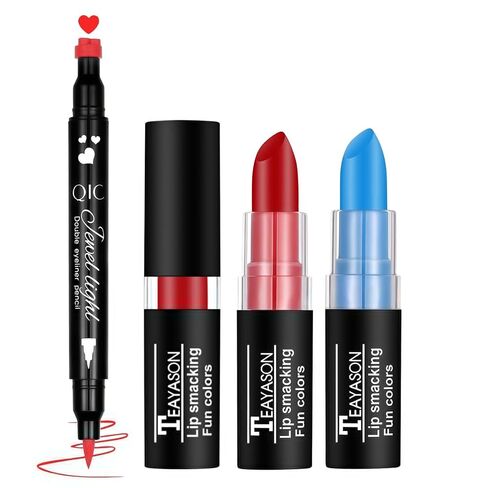 Halloween Makeup Kit for Harley Quinn Cosplay, Red Liquid Eyeliner Stamp, Red and Blue Face Body Paint Stick, Costume Accessories for Harley Quinn Cosplay SFX Looks in Saudi Arabia