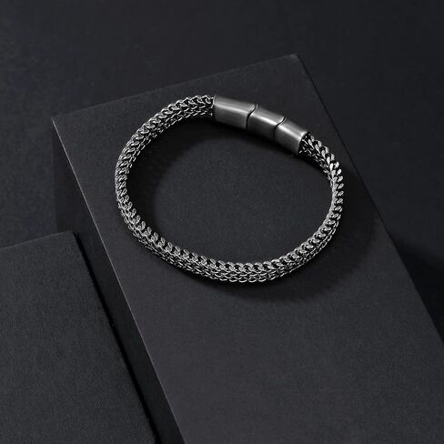 أساور للرجال - سوار من الفولاذ المقاوم للصدأ بمشبك سلسلة فرانكو للرجال باللون الأسود SL-52-Z1 in Kuwait