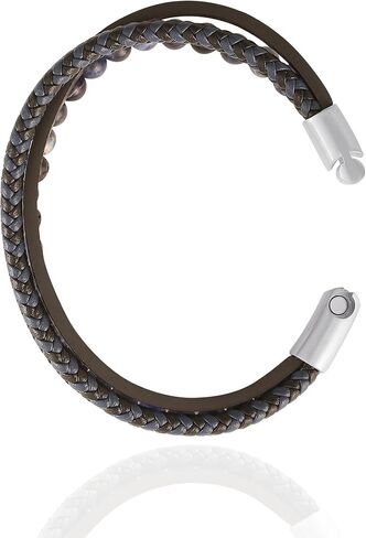 Lucky Brand 3-Row Blue Bracelet for Men 8.5", Stainless Steel Braided and Bead Bracelet in Saudi Arabia