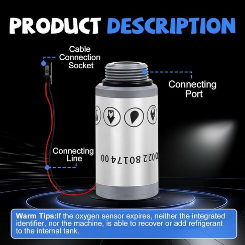 022 80174 00 مستشعر الأكسجين البديل OEM لآلات Mahle ArcticPro 1234yf AC المزودة بمعرفات مبردات النيوترونات، متوافق مع Robinair: 16916، Neutronics/Bacharach: 1-16-1013-00-2 in Kuwait