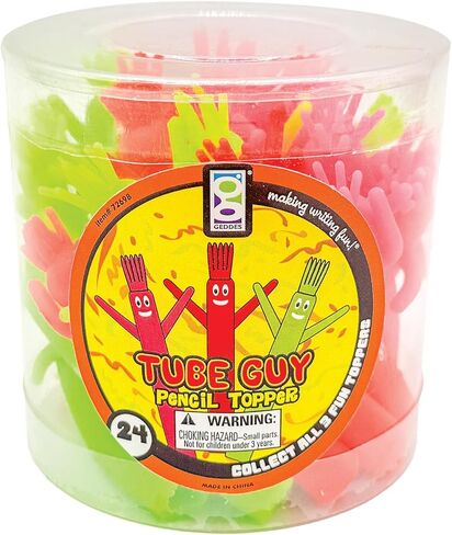 Raymond Geddes Tube Guy Pencil Toppers – Pack of 24 – Neon Wiggling Pencil Accessories for Kids, Classrooms, and Party Favors in Saudi Arabia