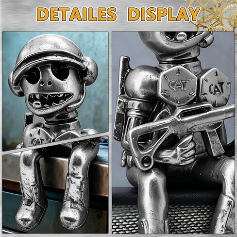 Gun-wielding Robot Soldier Figurine Statue - Resin Sculpture Home Decor - Military War Model for Desktop, Gaming Room, Halloween - Unique Gift for Men & Collectors (D) in Saudi Arabia