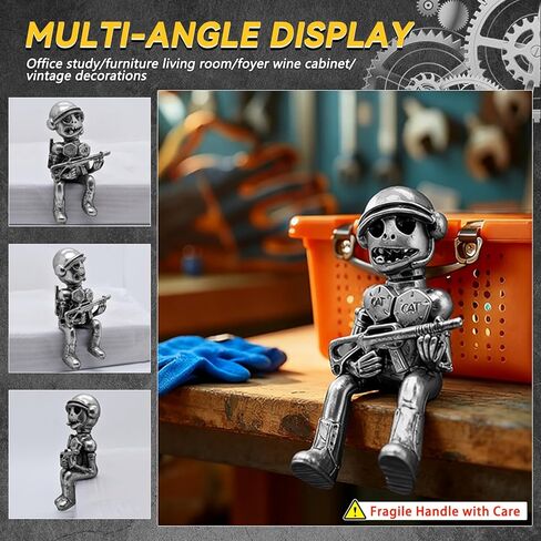 Gun-wielding Robot Soldier Figurine Statue - Resin Sculpture Home Decor - Military War Model for Desktop, Gaming Room, Halloween - Unique Gift for Men & Collectors (D) in Saudi Arabia