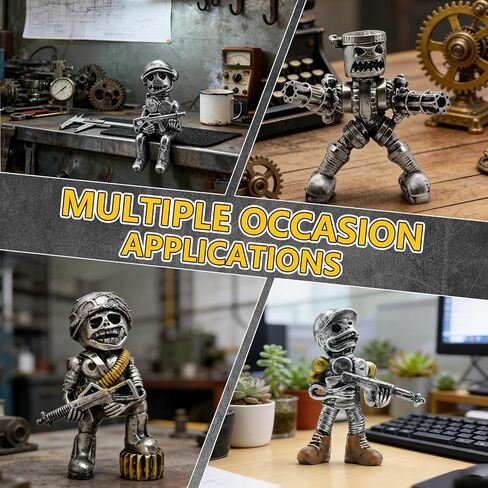 Gun-wielding Robot Soldier Figurine Statue - Resin Sculpture Home Decor - Military War Model for Desktop, Gaming Room, Halloween - Unique Gift for Men & Collectors (D) in Saudi Arabia