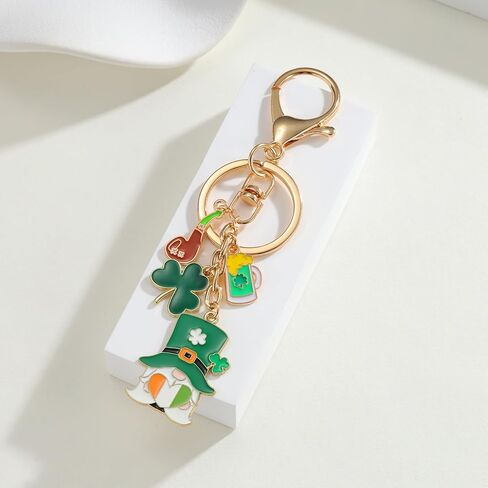 Happy St Patricks Day Gnome Keychain Charms Accessories for Men Women Car Key Ring Bag Purse Decor ﻿ in Saudi Arabia