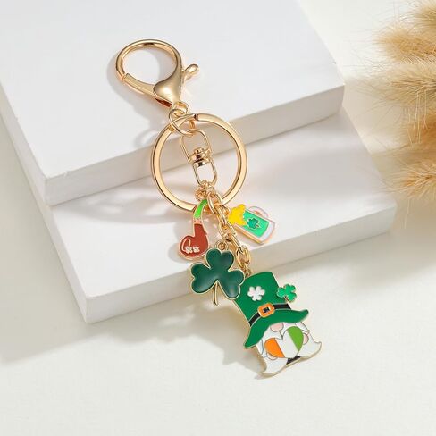Happy St Patricks Day Gnome Keychain Charms Accessories for Men Women Car Key Ring Bag Purse Decor ﻿ in Saudi Arabia