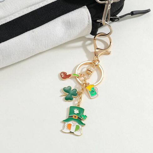 Happy St Patricks Day Gnome Keychain Charms Accessories for Men Women Car Key Ring Bag Purse Decor ﻿ in Saudi Arabia