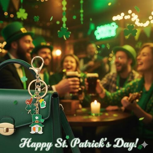 Happy St Patricks Day Gnome Keychain Charms Accessories for Men Women Car Key Ring Bag Purse Decor ﻿ in Saudi Arabia