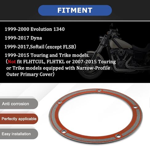 PSLER 5 Holes Twin Cam Derby Cover Gasket - Replacement for 25416-99X 25416-99C 25416-99, Premium Primary Cover Gasket for Twin Cam Touring/Dyna/Softail/FXD Models 1999-2016, 1PCS in Saudi Arabia