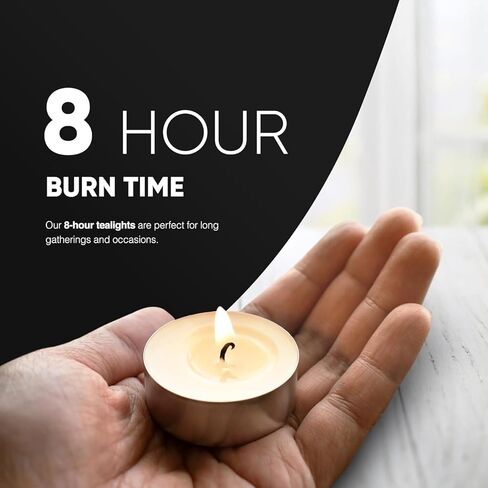 شموع Tealight غير المعطرة من Ferris - 50 عبوة، حرق طويل نظيف لمدة 8 ساعات، فتيل قطني، شمع خالٍ من الرصاص - أضواء الشاي للمنزل، ديكور عيد الشكر، سخانات الشمع - مثالية لديكورات عيد الميلاد الخارجية in Kuwait