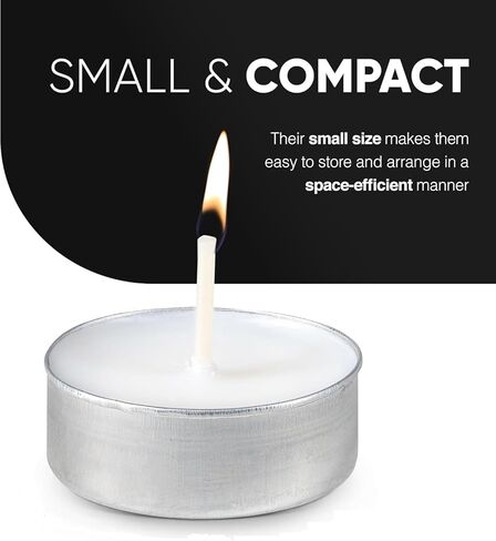 شموع Tealight غير المعطرة من Ferris - 50 عبوة، حرق طويل نظيف لمدة 8 ساعات، فتيل قطني، شمع خالٍ من الرصاص - أضواء الشاي للمنزل، ديكور عيد الشكر، سخانات الشمع - مثالية لديكورات عيد الميلاد الخارجية in Kuwait