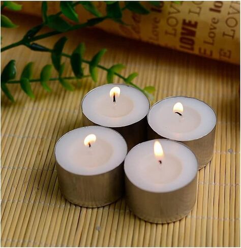 شموع Tealight غير المعطرة من Ferris - 50 عبوة، حرق طويل نظيف لمدة 8 ساعات، فتيل قطني، شمع خالٍ من الرصاص - أضواء الشاي للمنزل، ديكور عيد الشكر، سخانات الشمع - مثالية لديكورات عيد الميلاد الخارجية in Kuwait